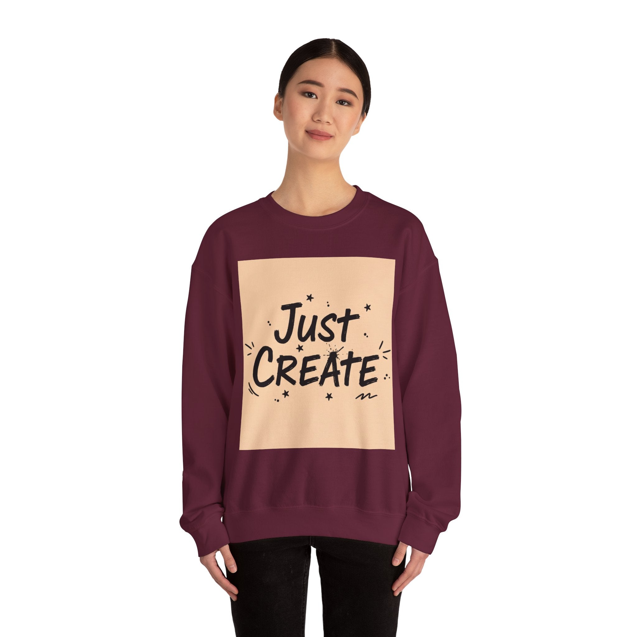 Just Create marker scribble sweatshirt | handwritten font art, doodle quote