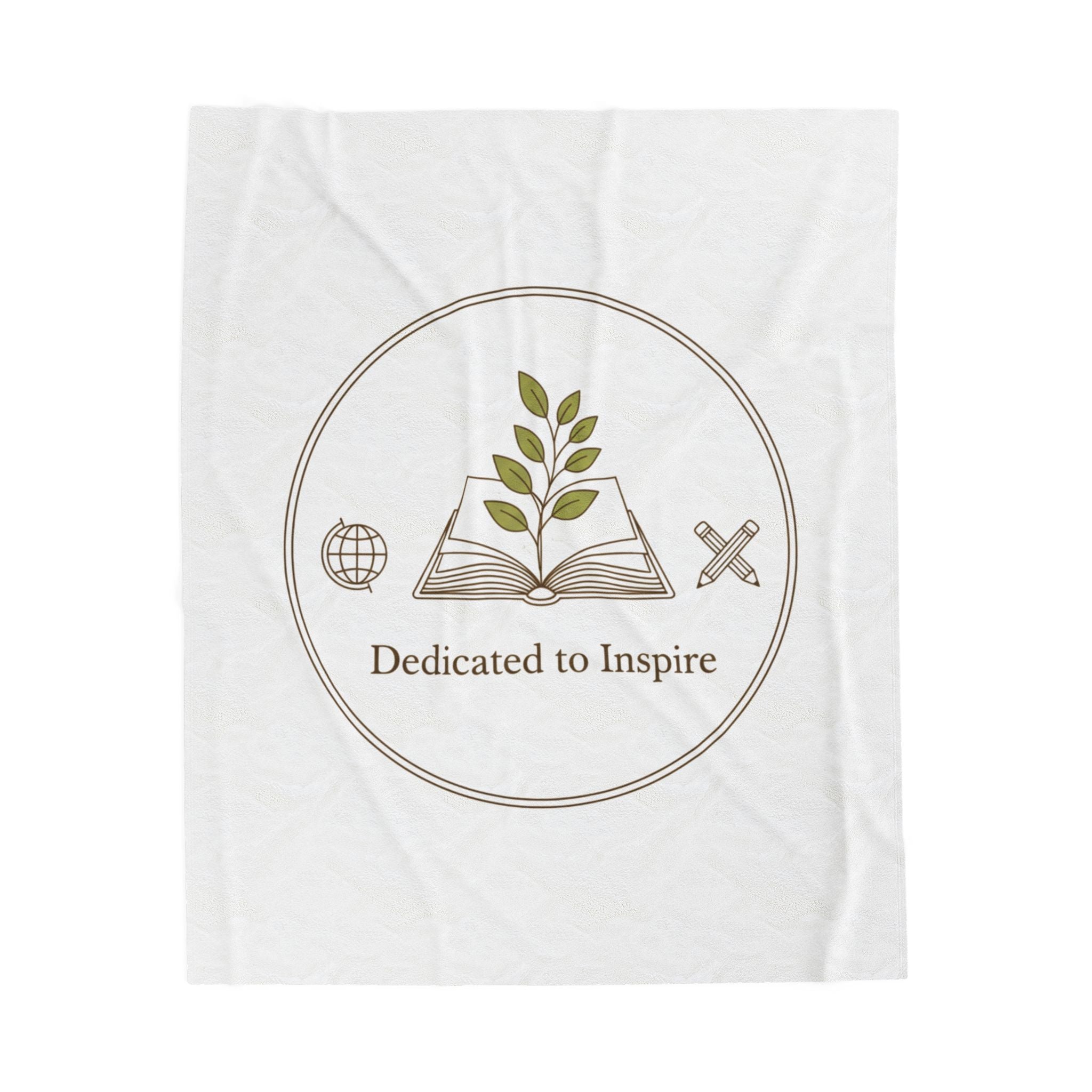 Dedicated to Inspire Teacher Emblem Velveteen Plush Blanket | minimalist educator pride