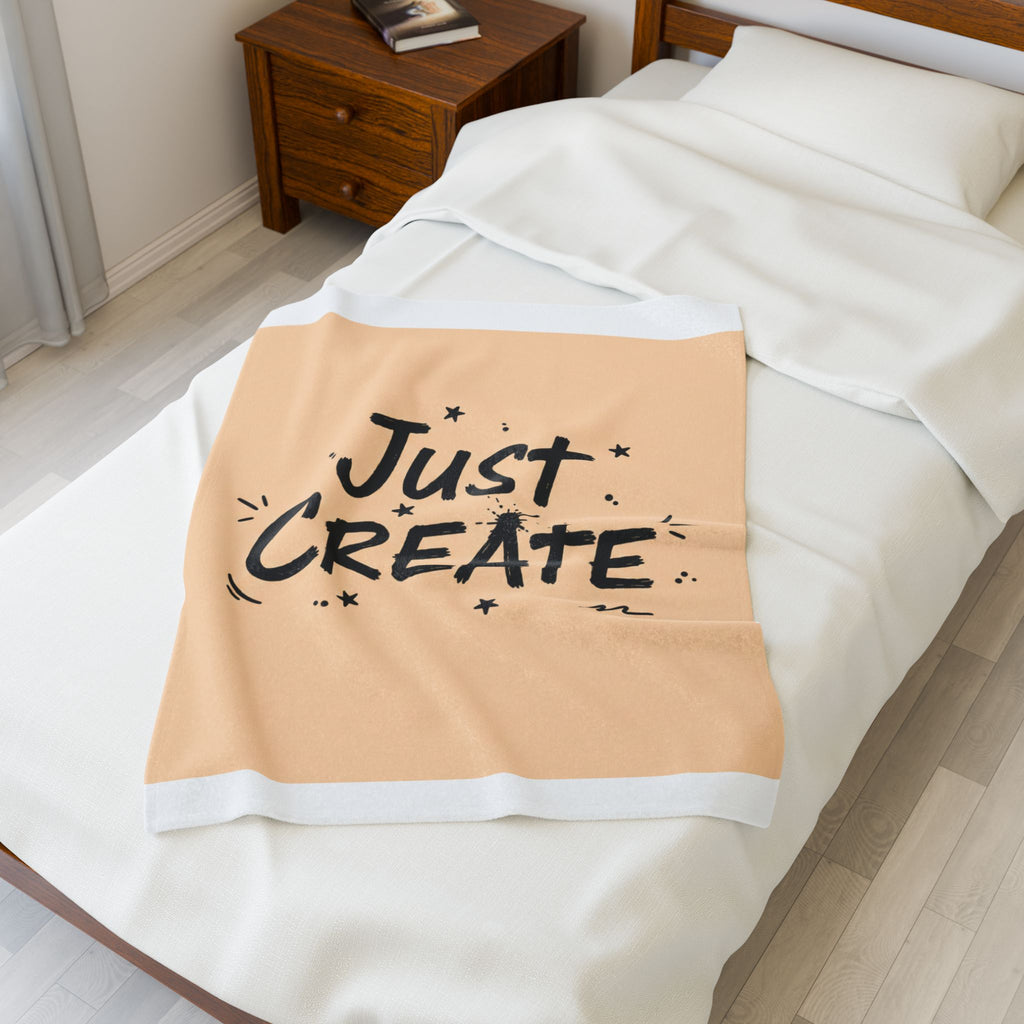 Just Create Marker Script Velveteen Blanket | Handwritten Marker Aesthetic, Doodle Quote