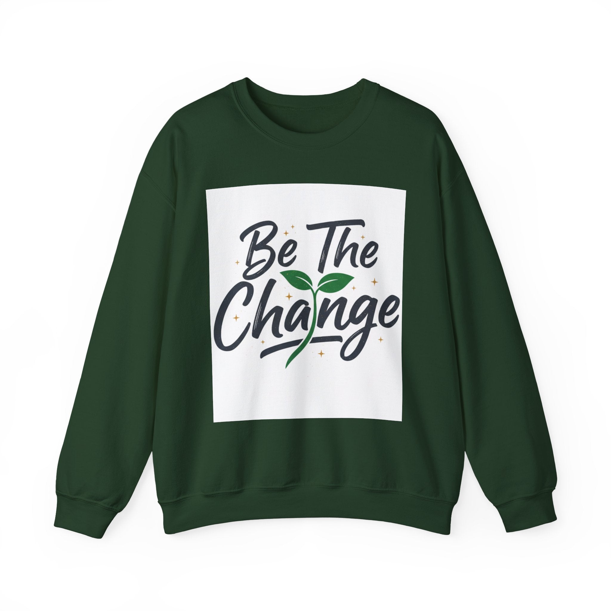 Crewneck Sweatshirt — "Be The Change" Eco Plant Graphic