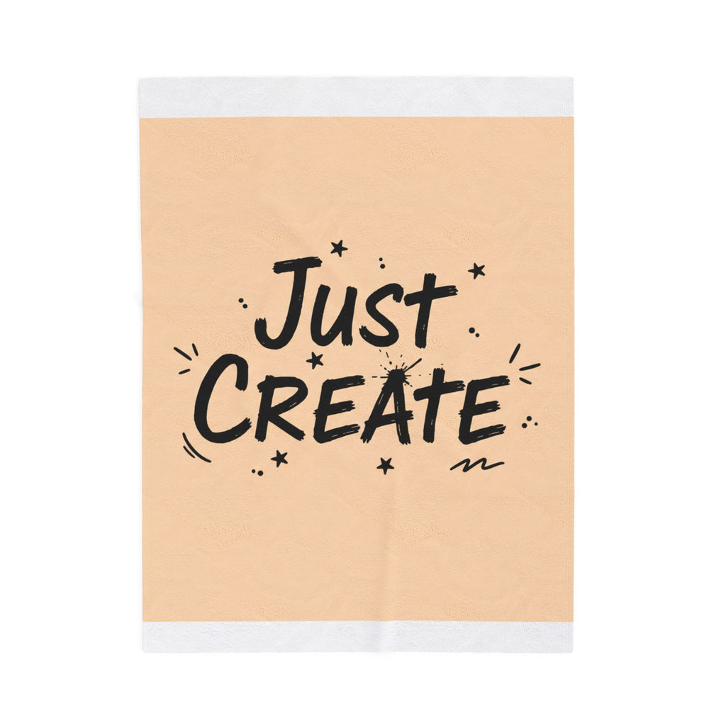 Just Create Marker Script Velveteen Blanket | Handwritten Marker Aesthetic, Doodle Quote
