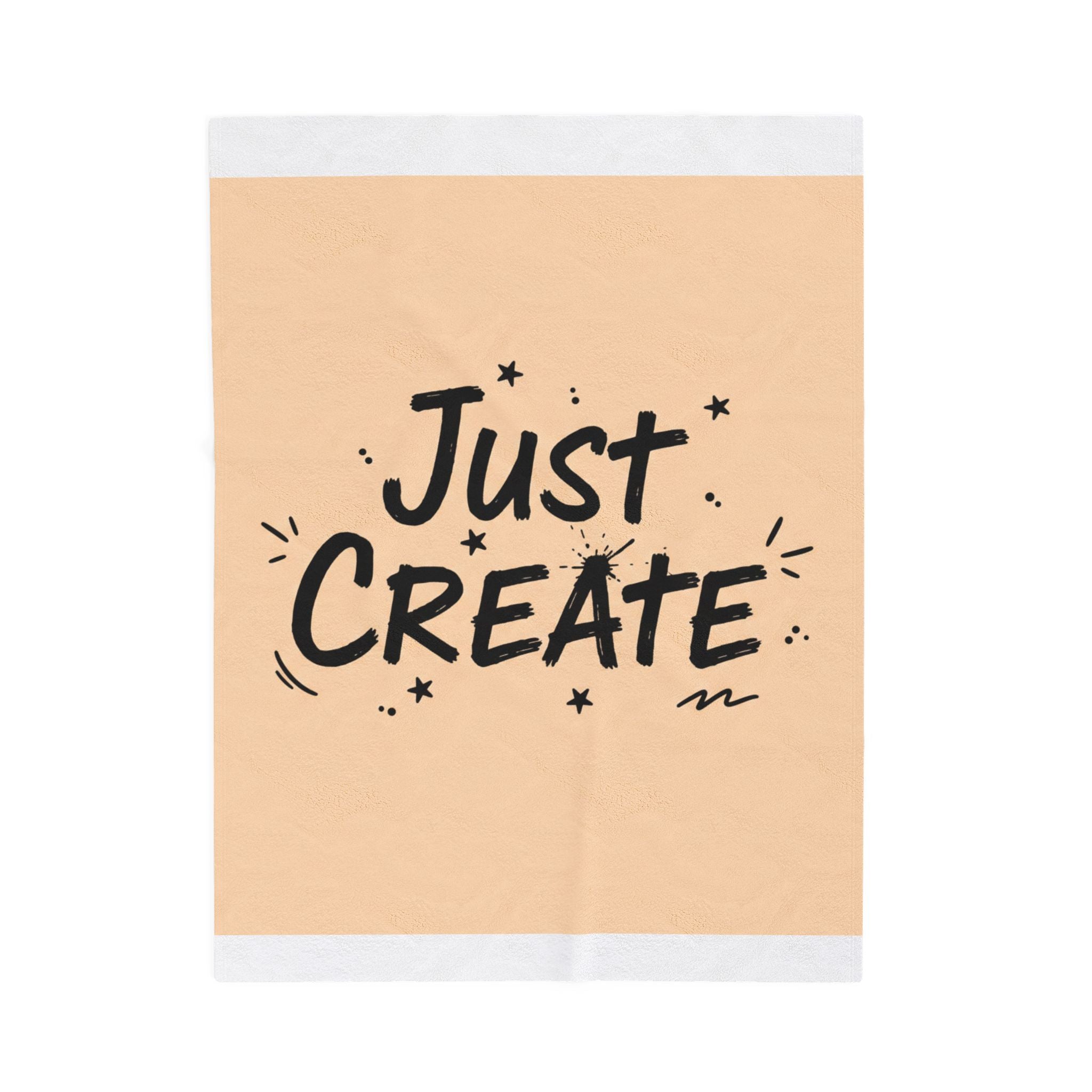Just Create Marker Script Velveteen Blanket | Handwritten Marker Aesthetic, Doodle Quote