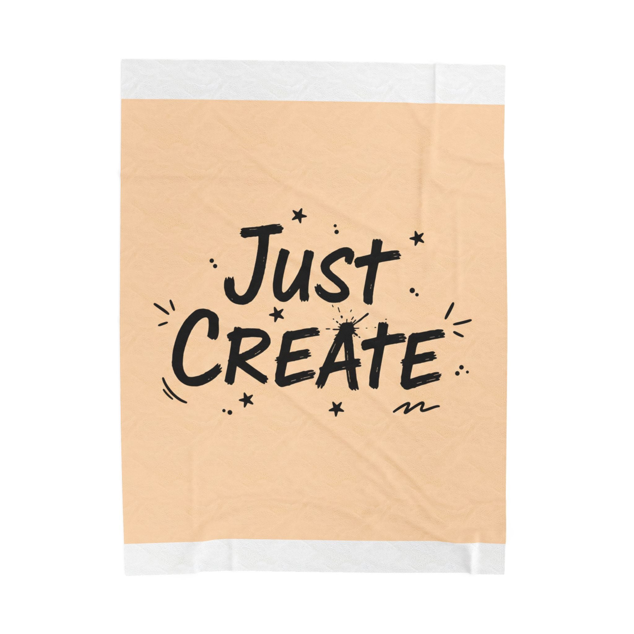 Just Create Marker Script Velveteen Blanket | Handwritten Marker Aesthetic, Doodle Quote