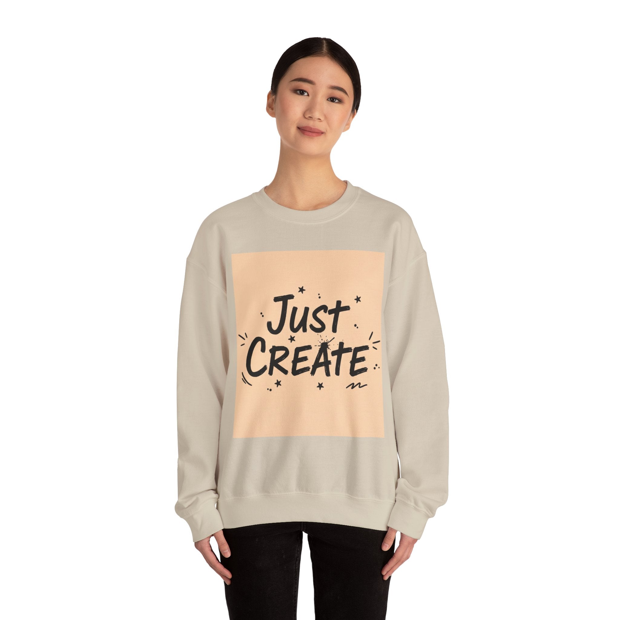 Just Create marker scribble sweatshirt | handwritten font art, doodle quote