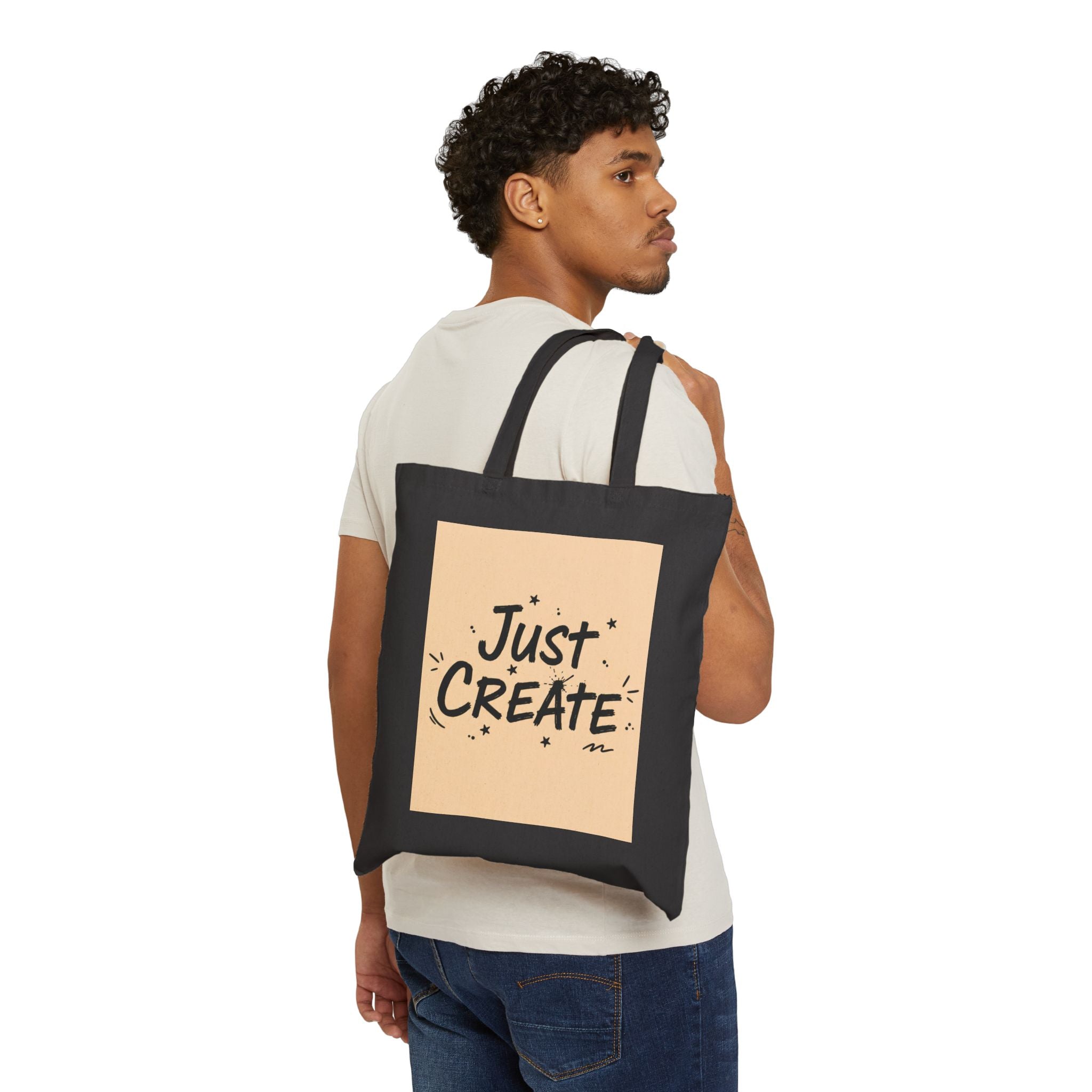 Just Create marker scribble design Tote | handwritten font art, doodle quote