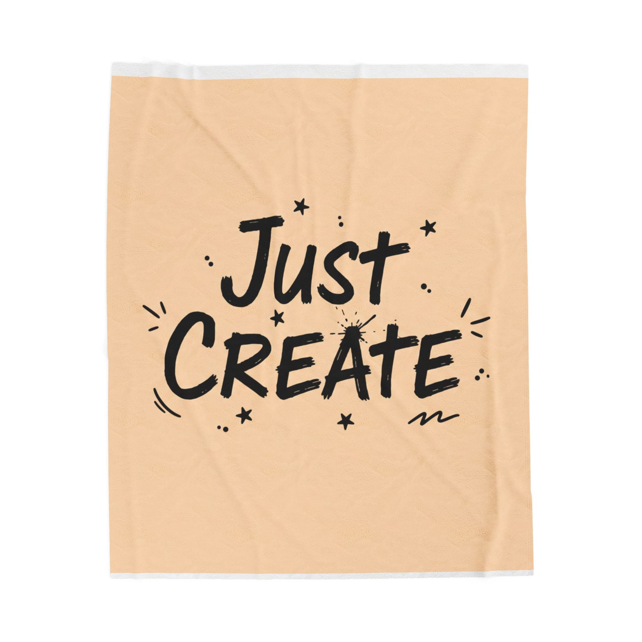 Just Create Marker Script Velveteen Blanket | Handwritten Marker Aesthetic, Doodle Quote