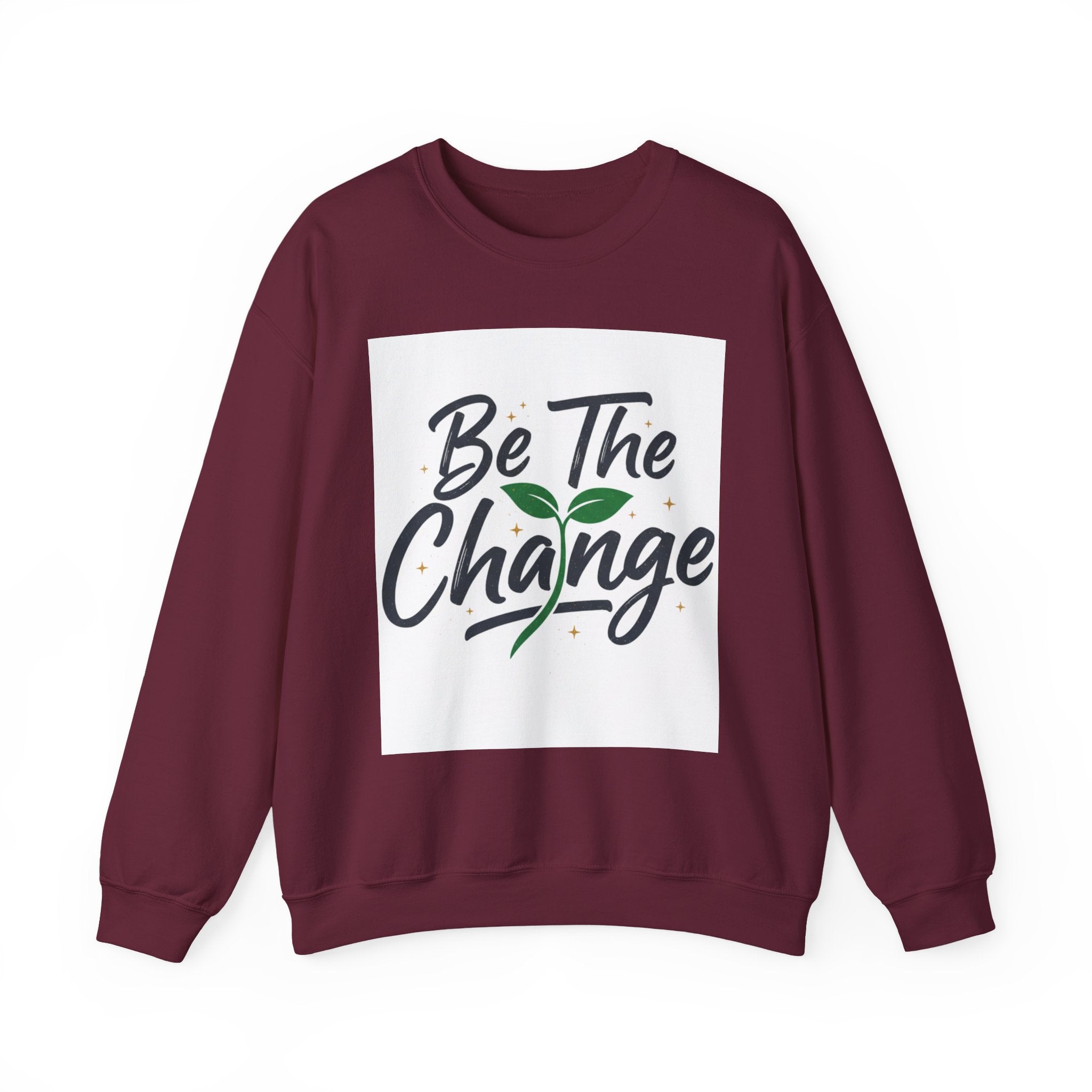 Crewneck Sweatshirt — "Be The Change" Eco Plant Graphic