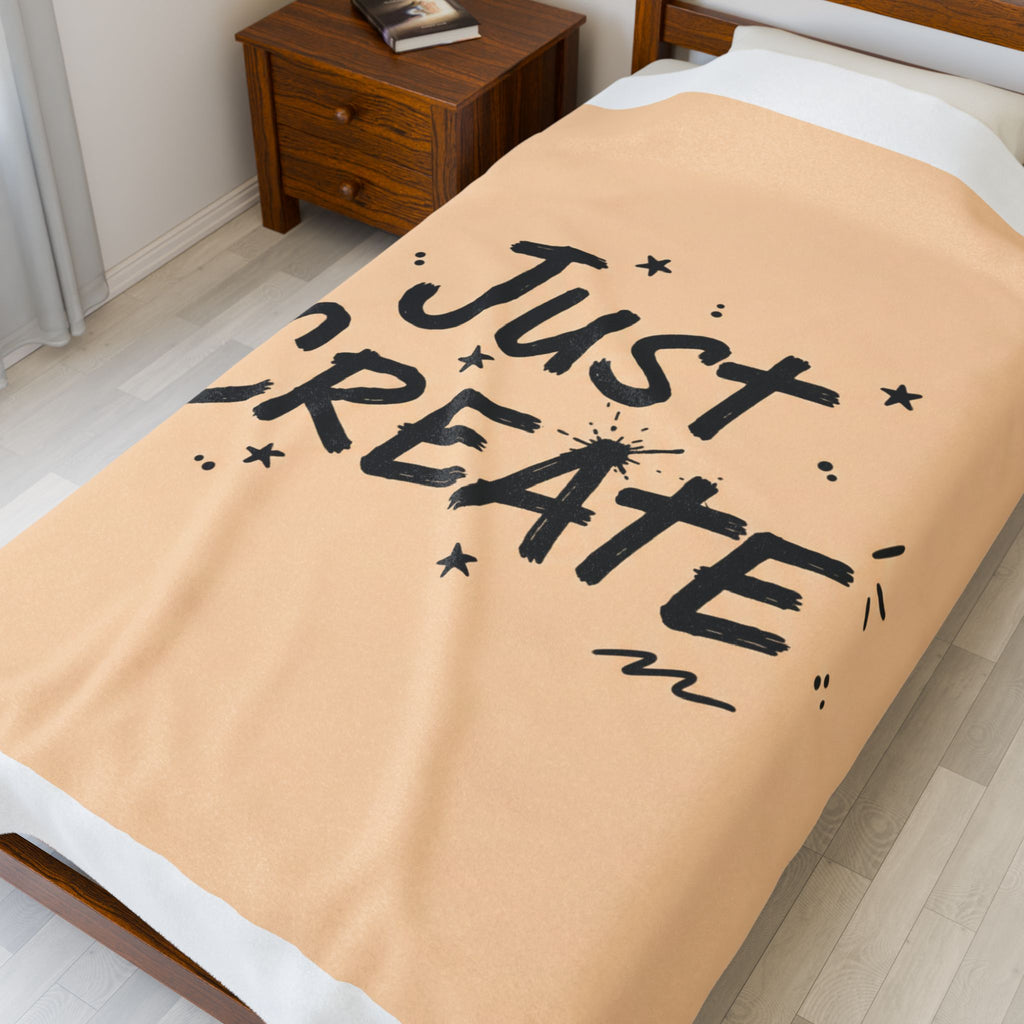 Just Create Marker Script Velveteen Blanket | Handwritten Marker Aesthetic, Doodle Quote